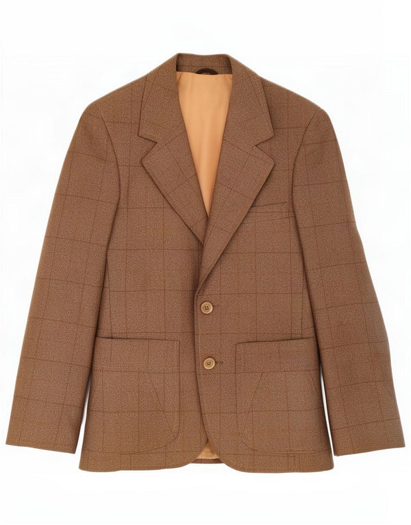 Vintage Boys 2 Button Blazer Jacket 6-7 Years Brown Check
