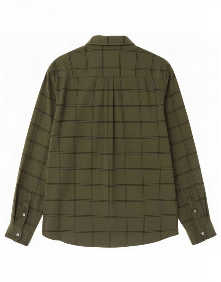 Lyle & Scott Mens Flannel Shirt Medium Khaki Plaid Cotton
