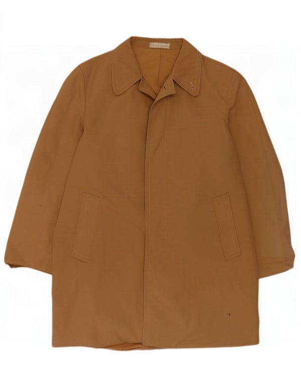 Vintage Mens Overcoat UK 40 Large Beige Cotton