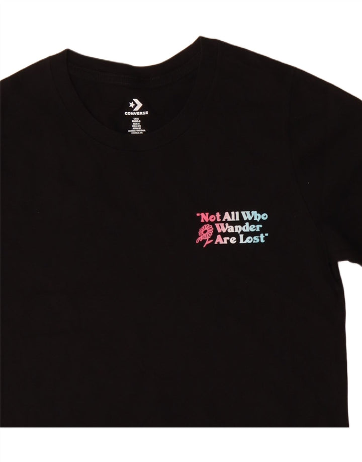 Converse Womens Graphic T-Shirt Top UK 10 Small Black Cotton