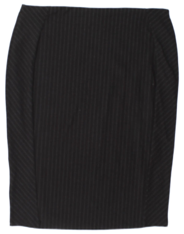 Marks & Spencer Womens Pencil Skirt UK 18 XL W38  Black Striped Viscose