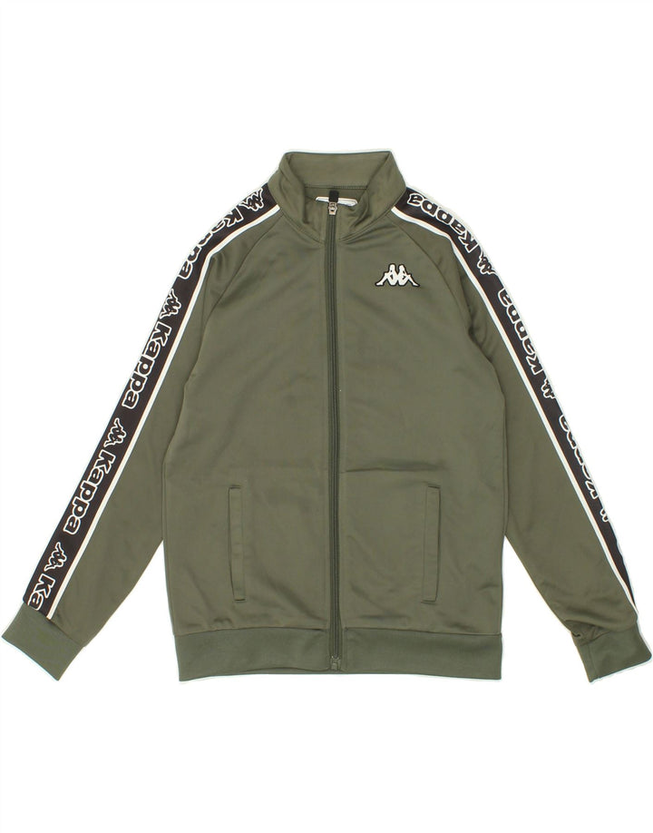 KAPPA Boys Graphic Tracksuit Top Jacket 9-10 Years Khaki Colourblock Vintage Kappa and Second-Hand Kappa from Messina Hembry 