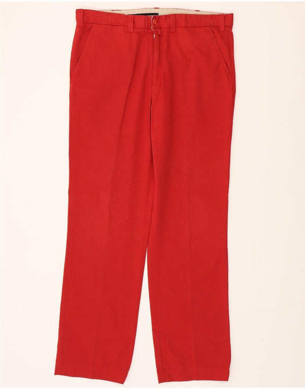 Harmont & Blaine Mens Straight Chino Trousers IT 52 XL W30 L32 Red Cotton