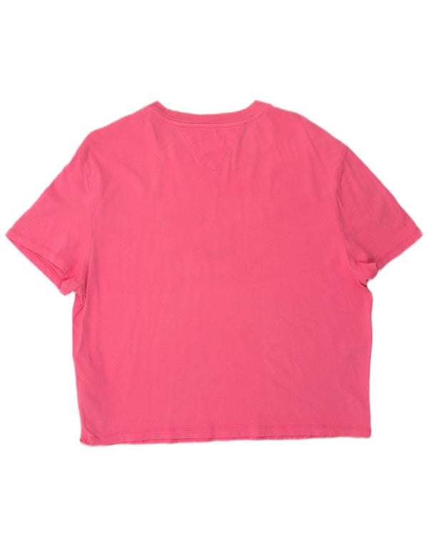 Tommy Hilfiger Womens Graphic T-Shirt Top UK 16 Large Pink Cotton