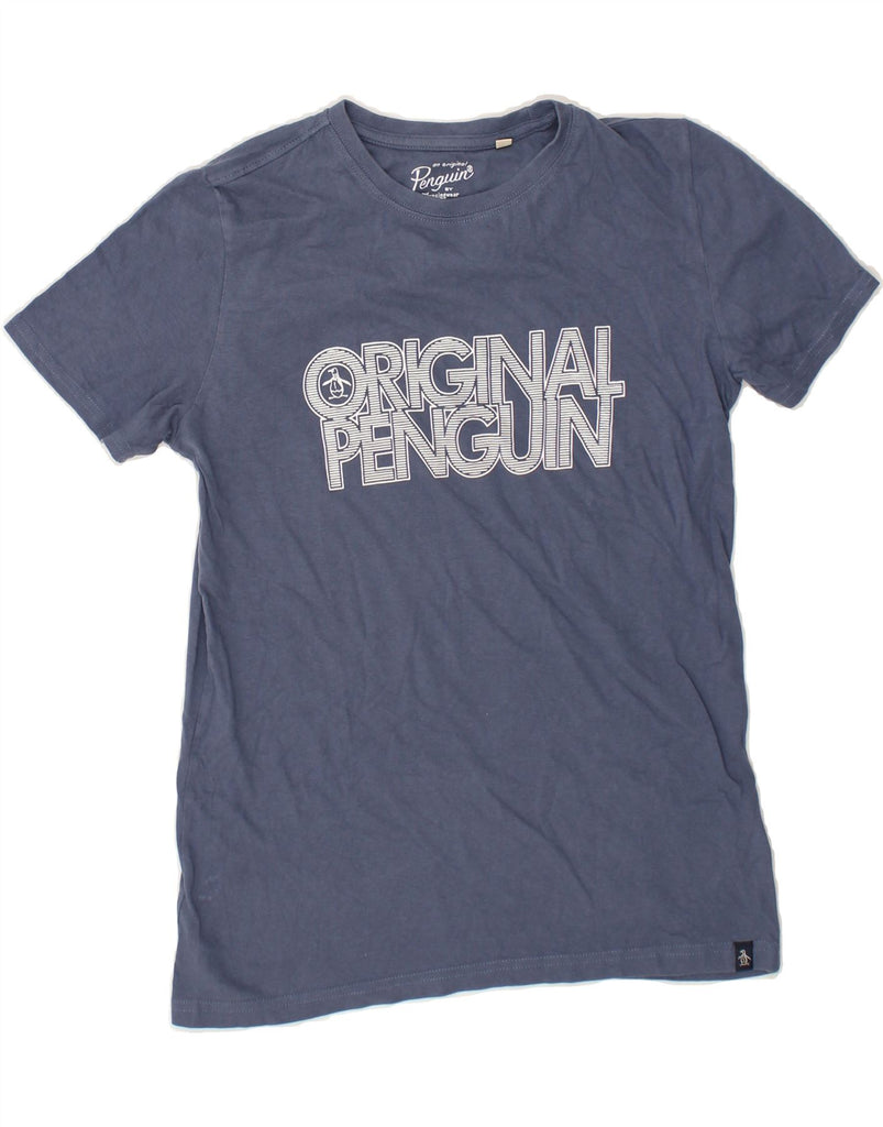 PENGUIN Boys Graphic T-Shirt Top 14-15 Years Blue Cotton | Vintage Penguin | Thrift | Second-Hand Penguin | Used Clothing | Messina Hembry 