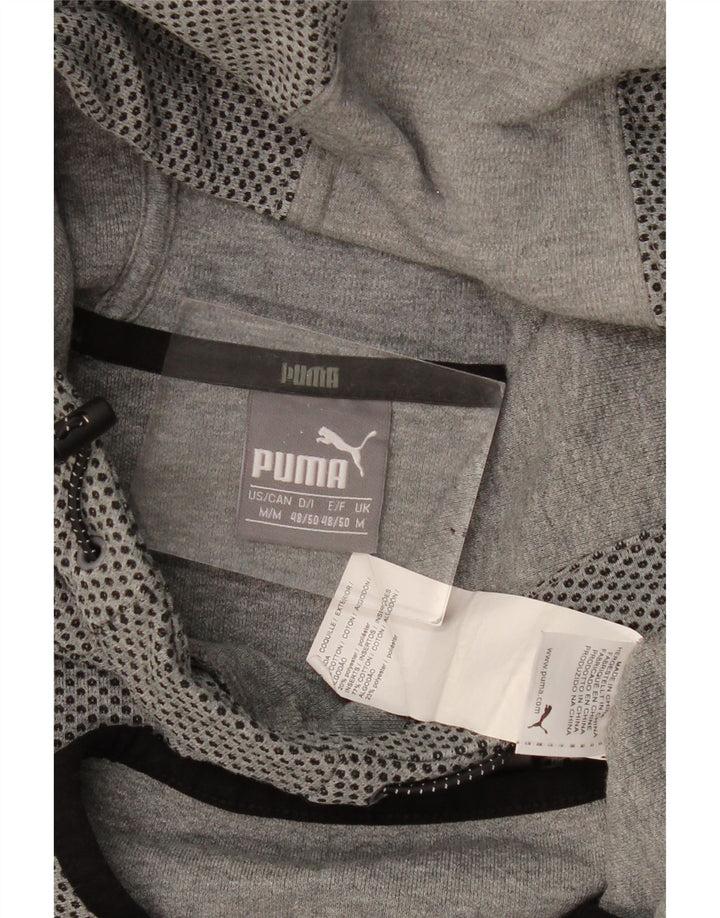 PUMA Mens Hoodie Jumper Medium Grey Spotted Cotton