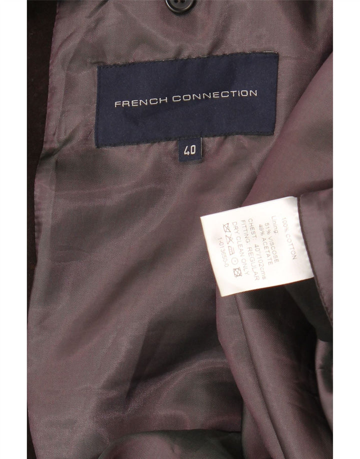French Connection Mens Overcoat UK 40 Large Brown Cotton
