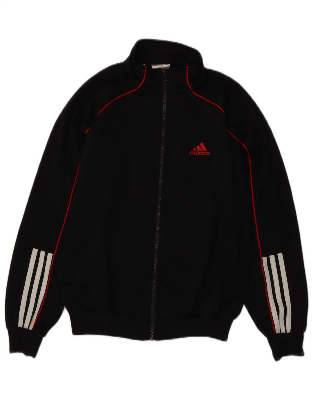 ADIDAS Boys Tracksuit Top Jacket 13-14 Years Black Polyester