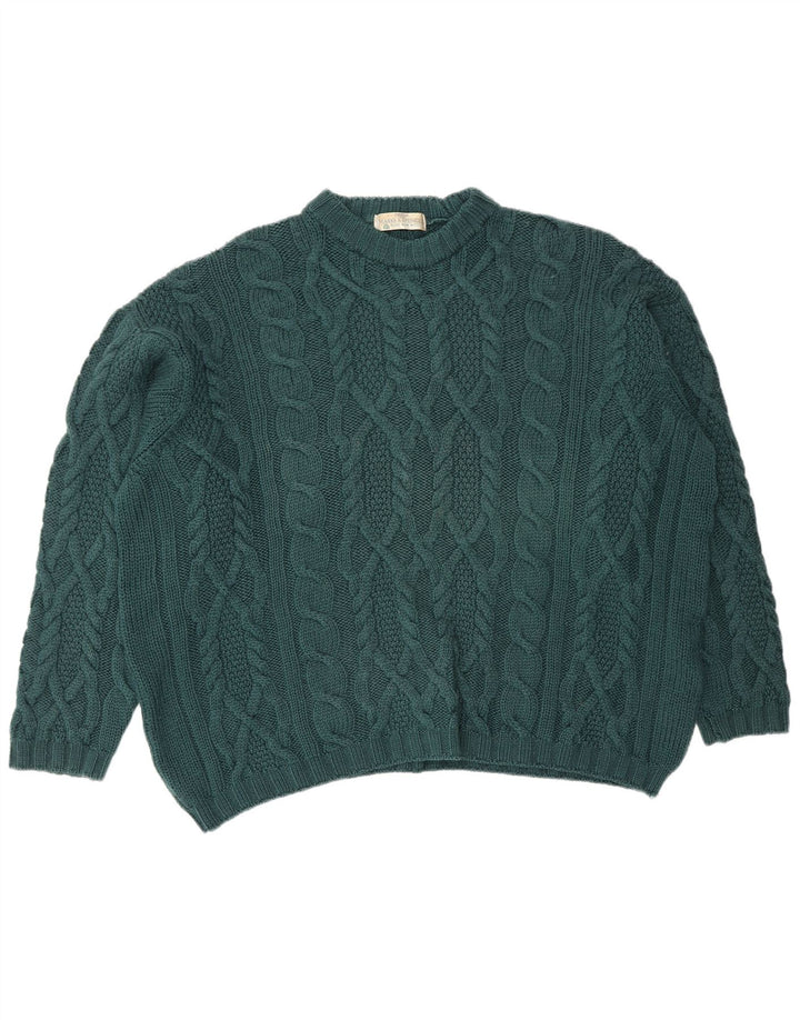 Marks & Spencer Mens Crew Neck Jumper Sweater XL Green New Wool