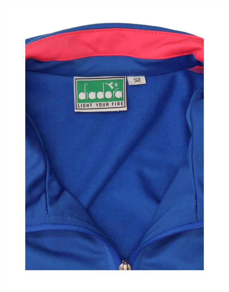 DIADORA Mens Graphic Tracksuit Top Jacket IT 52 Large Blue Polyester Vintage Diadora and Second-Hand Diadora from Messina Hembry 