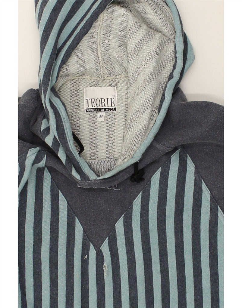 VINTAGE Womens Hoodie Jumper UK 14 Medium Navy Blue Striped Cotton | Vintage Vintage | Thrift | Second-Hand Vintage | Used Clothing | Messina Hembry 
