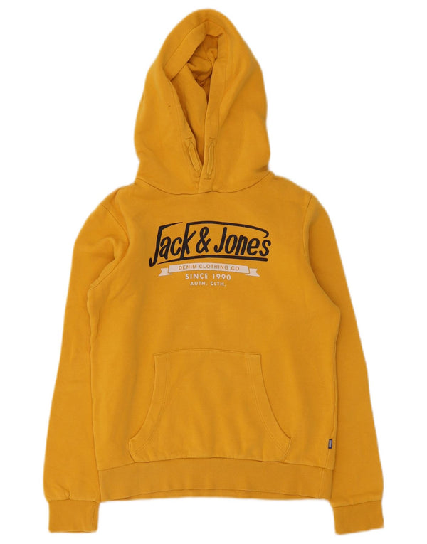 Jack & Jones Boys Graphic Hoodie Jumper 11-12 Years Yellow Cotton