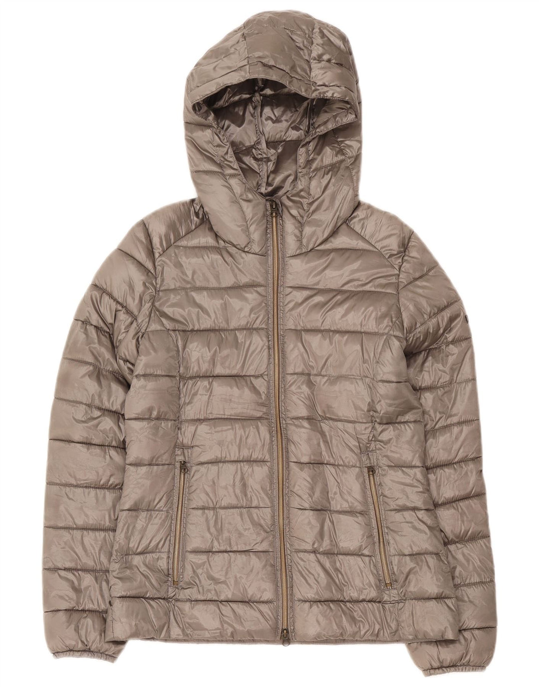 Brugi Womens Hooded Padded Jacket UK 12 Medium Grey Polyester