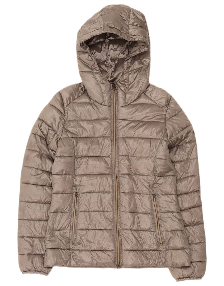 Brugi Womens Hooded Padded Jacket UK 12 Medium Grey Polyester