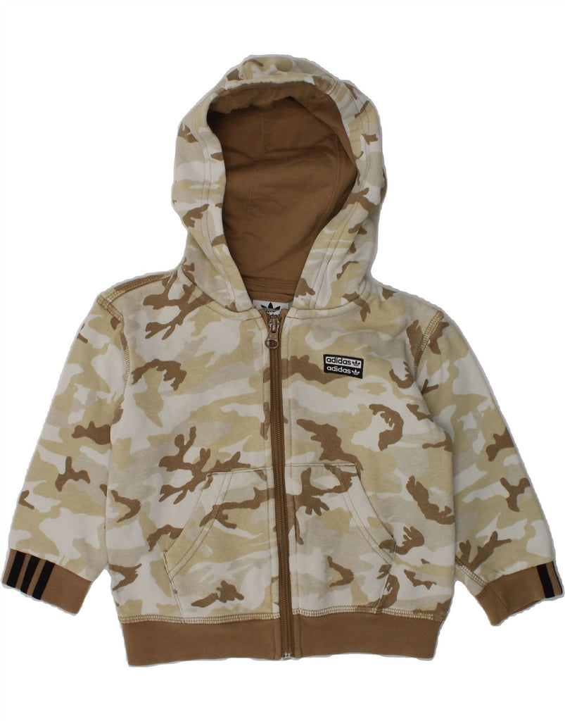 ADIDAS Baby Boys Graphic Zip Hoodie Sweater 12-18 Months Beige Camouflage | Vintage Adidas | Thrift | Second-Hand Adidas | Used Clothing | Messina Hembry 