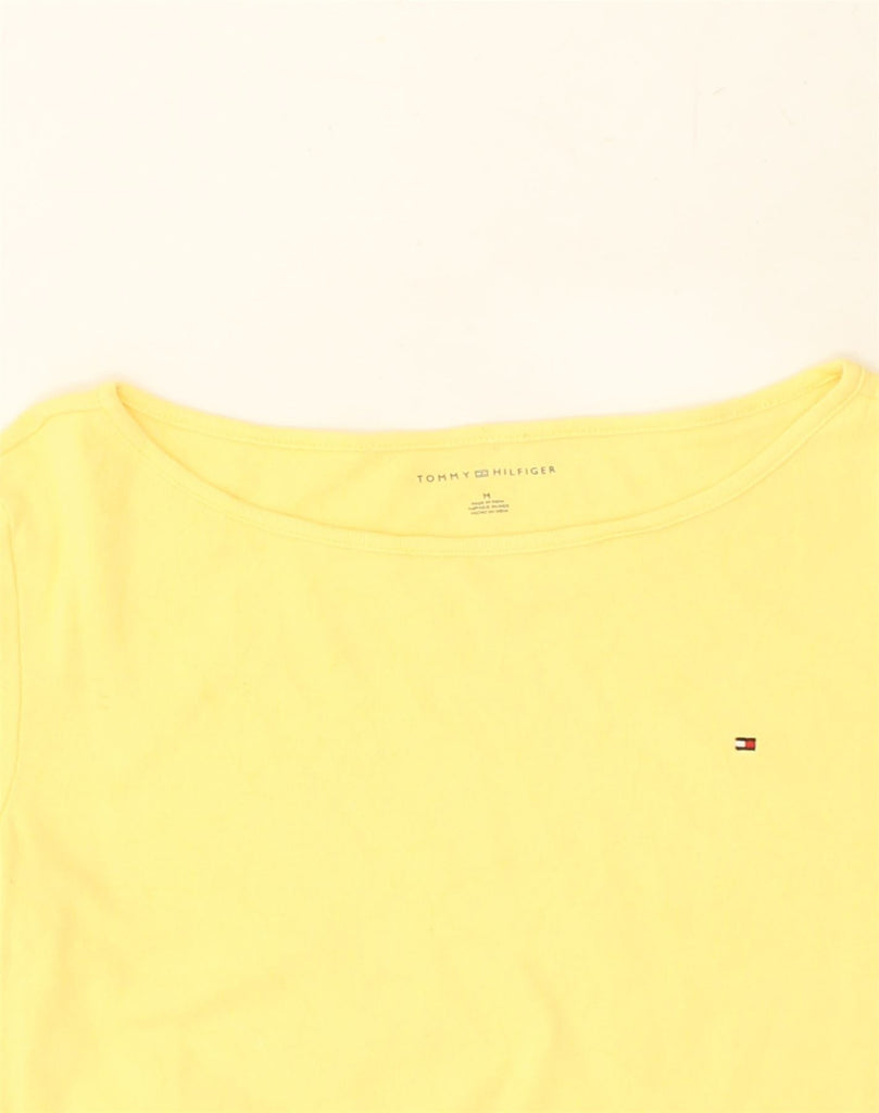 TOMMY HILFIGER Womens T-Shirt Top UK 14 Medium Yellow Cotton | Vintage Tommy Hilfiger | Thrift | Second-Hand Tommy Hilfiger | Used Clothing | Messina Hembry 