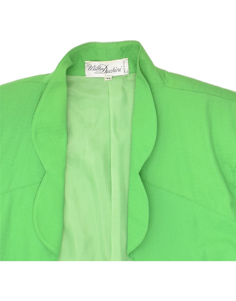 VINTAGE Womens Short Sleeve Blazer Jacket IT 44 Medium Green Cotton | Vintage Vintage | Thrift | Second-Hand Vintage | Used Clothing | Messina Hembry 