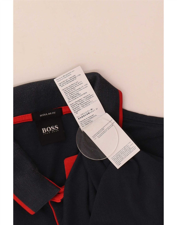 Hugo Boss Mens Regular Fit Polo Shirt Medium Navy Blue Cotton