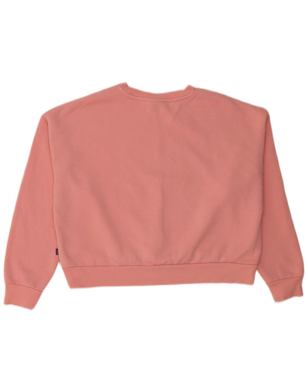 Puma Womens Crop Oversized Sweatshirt Jumper UK 16 Large Pink Cotton