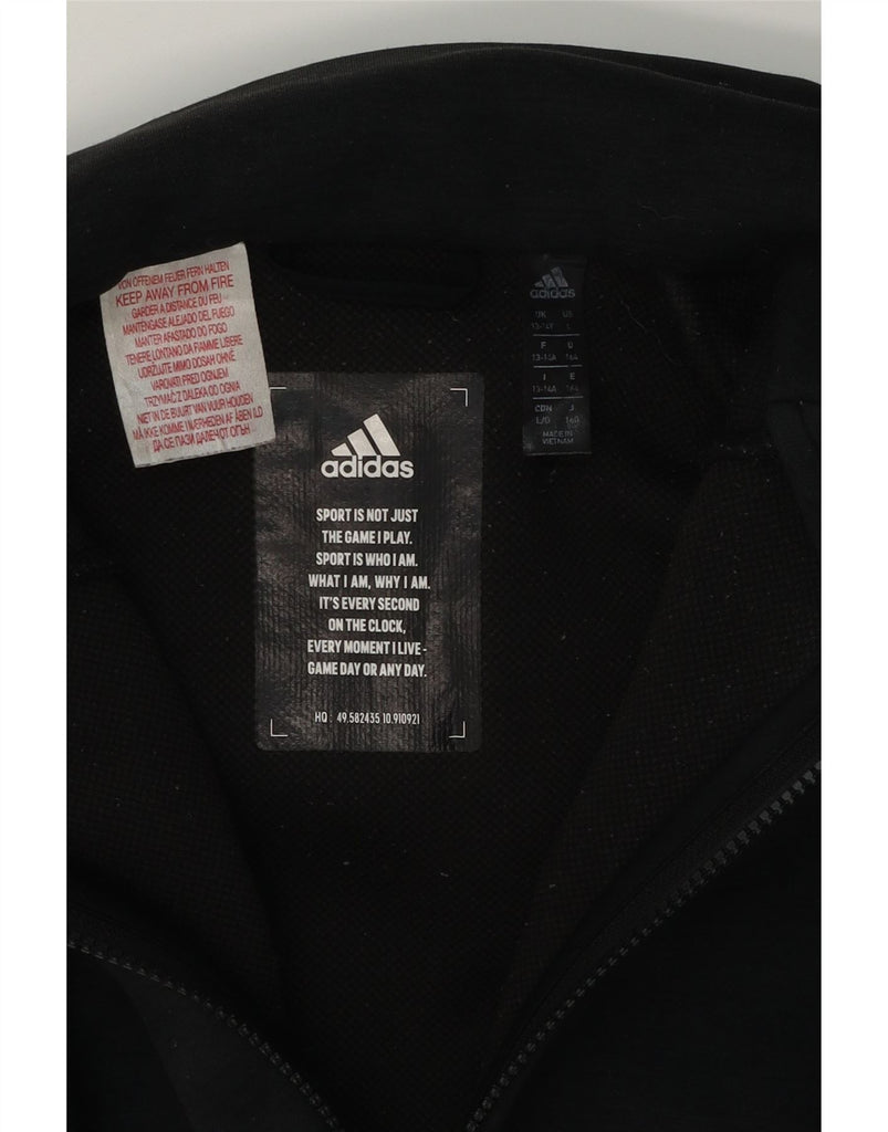 ADIDAS Boys Climalite Graphic Zip Hoodie Sweater 13-14 Years Black Vintage Adidas and Second-Hand Adidas from Messina Hembry 
