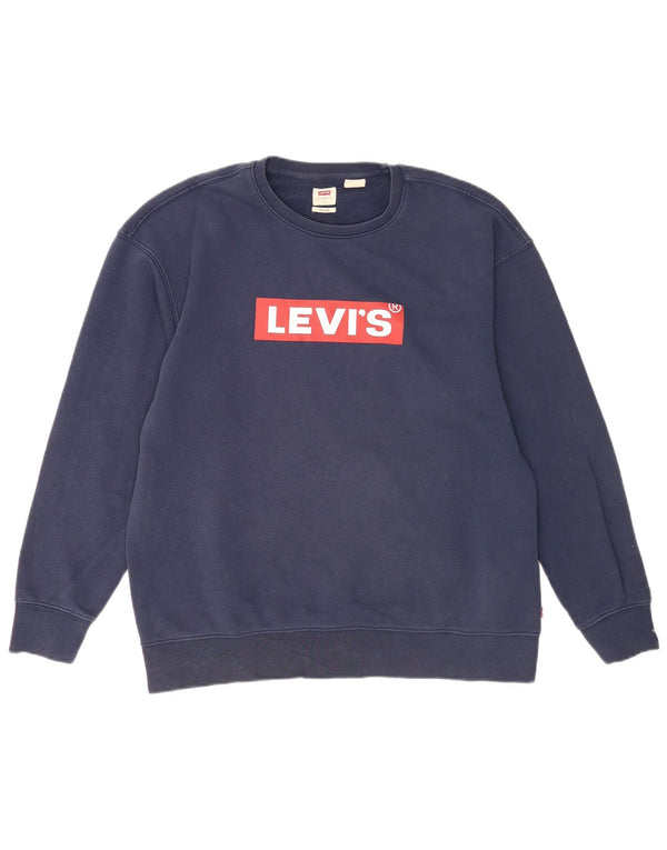 Levi's Mens Relaxed Graphic Sweatshirt Jumper Large Navy Blue Cotton