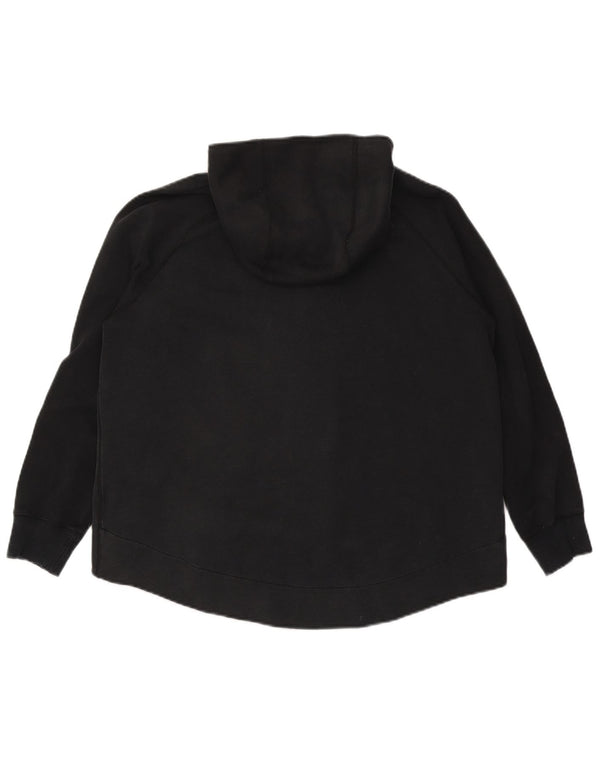 NIKE Womens Zip Hoodie Sweater UK 16 Large Black Cotton