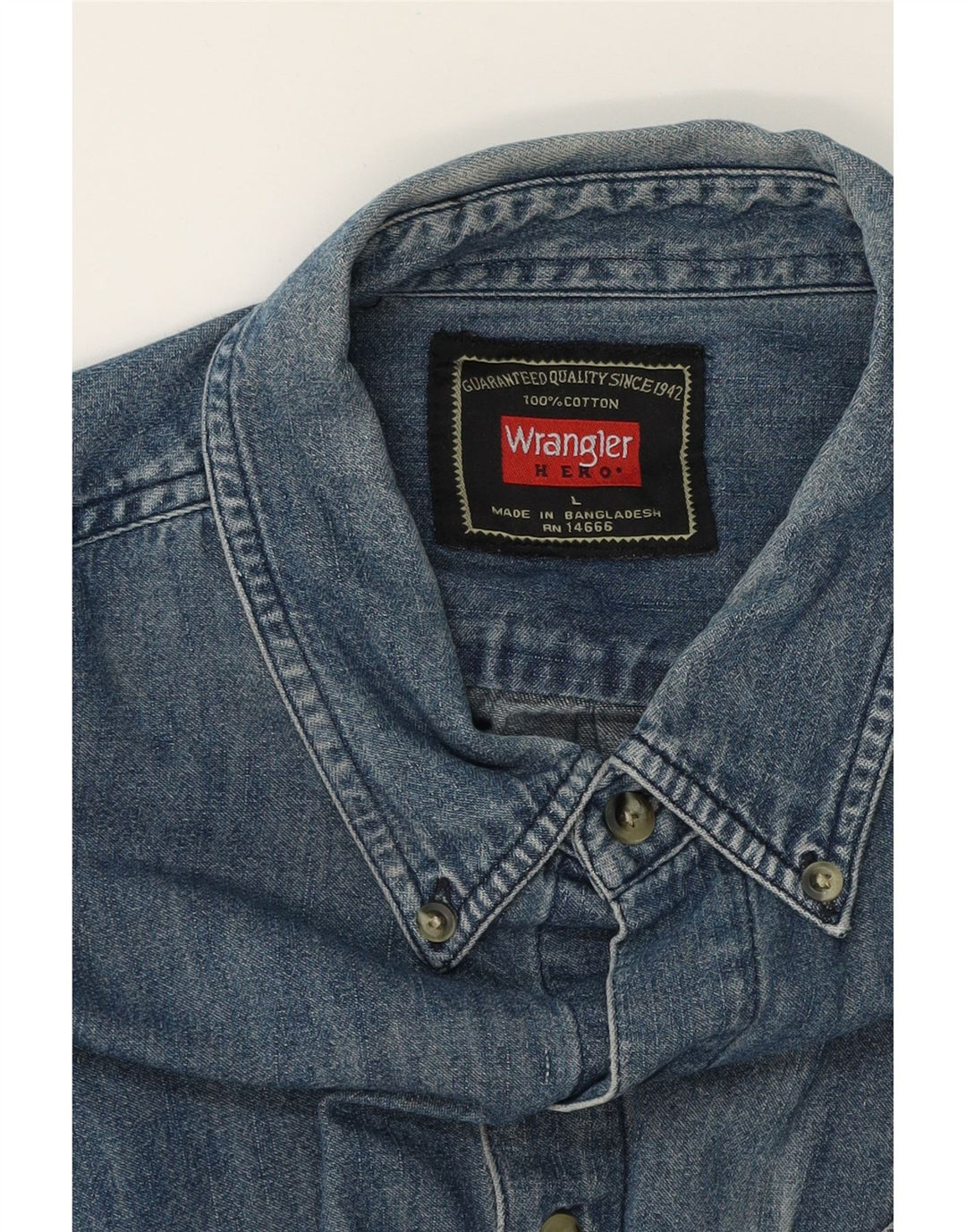 WRANGLER Mens Denim Shirt Large Blue Cotton Vintage Wrangler and Second-Hand Wrangler from Messina Hembry 