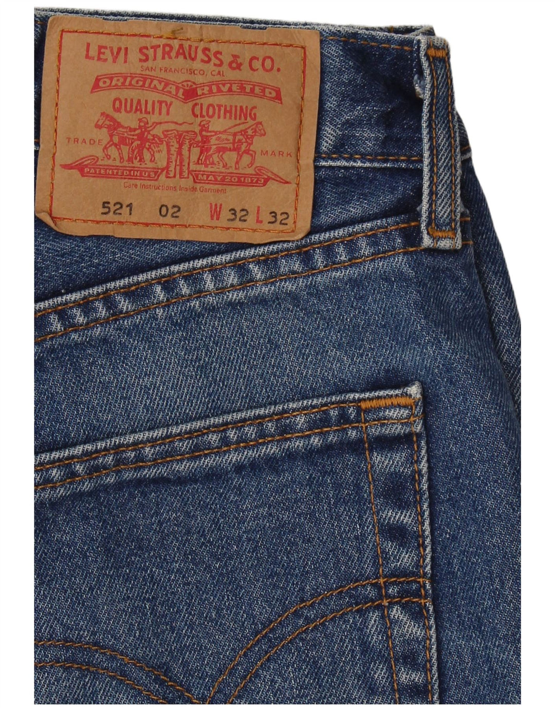 Levi's Mens 521 Straight Jeans W32 L32 Blue Cotton