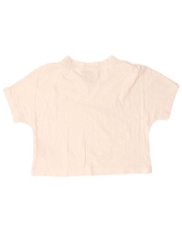 Nike Womens Crop Graphic T-Shirt Top UK 10 Small White Cotton