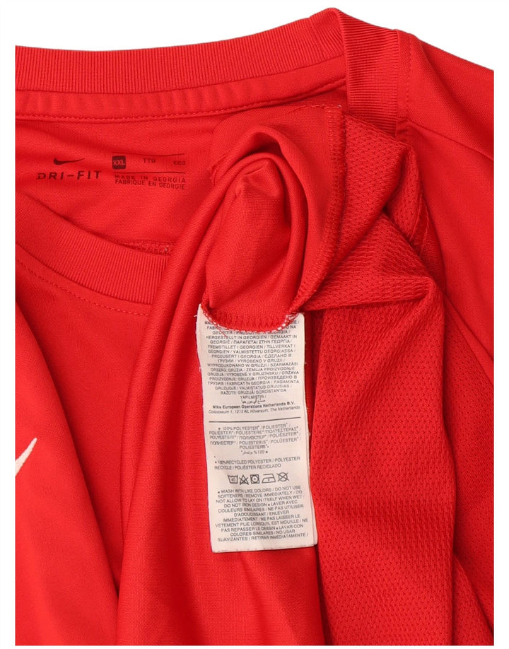 Nike Mens Dri Fit T-Shirt Top 2XL Red Polyester