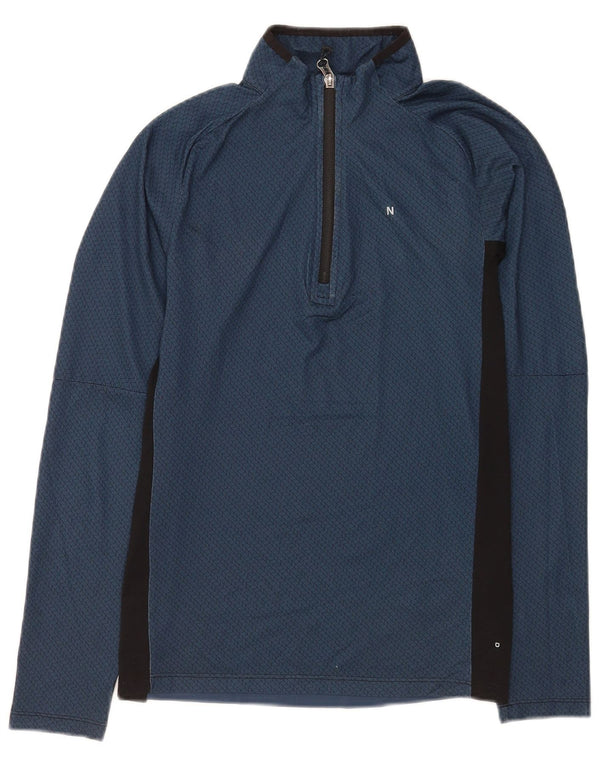The North Face Mens Zip Neck Top Long Sleeve Small Blue Geometric Sports