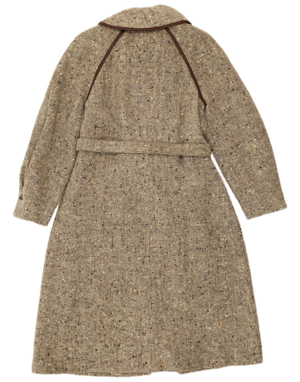 VINTAGE Womens Double Breasted Coat UK 14 Medium Beige Flecked