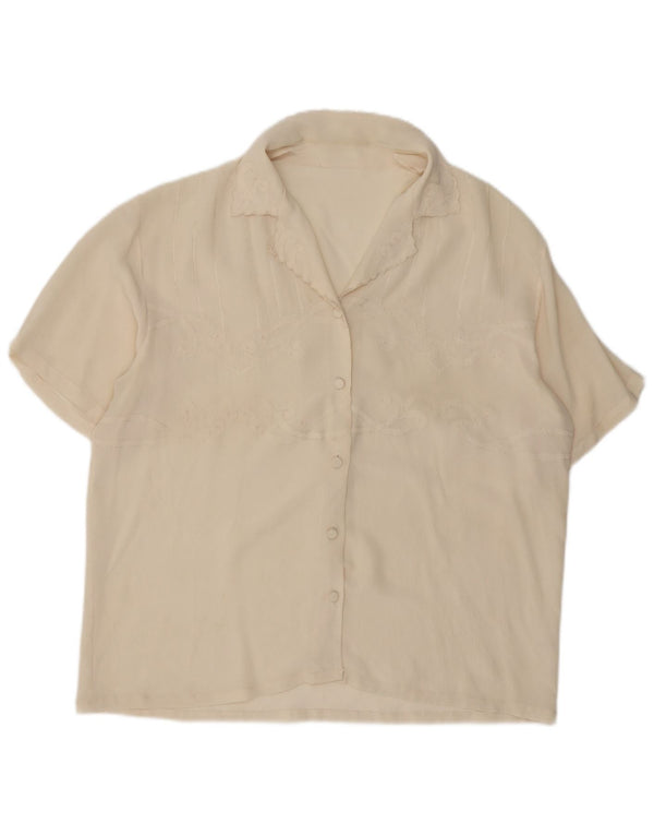 Vintage Womens Short Sleeve Shirt Blouse UK 14 Large Off White