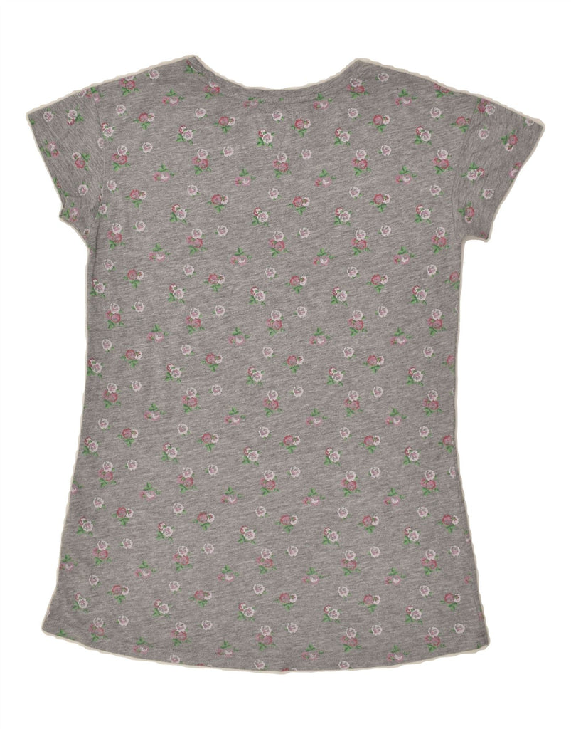 SUPERDRY Womens T-Shirt Top UK 12 Medium Grey Floral Polyester | Vintage Superdry | Thrift | Second-Hand Superdry | Used Clothing | Messina Hembry 