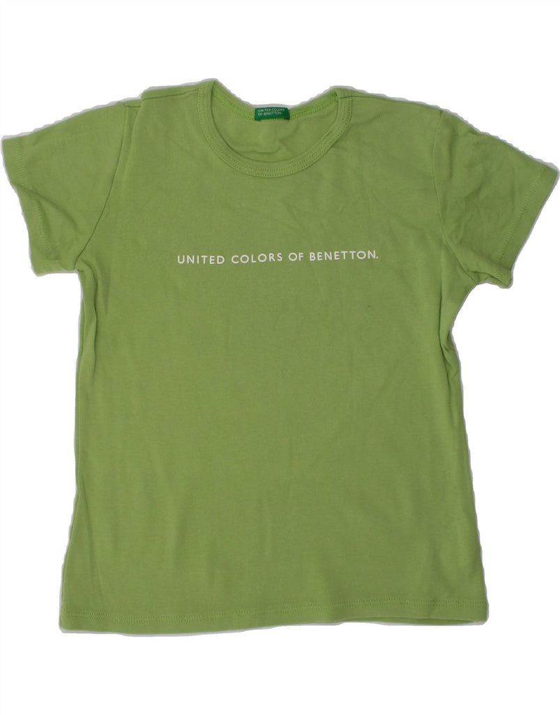 BENETTON Girls Graphic T-Shirt Top 5-6 Years Small  Green Cotton | Vintage Benetton | Thrift | Second-Hand Benetton | Used Clothing | Messina Hembry 