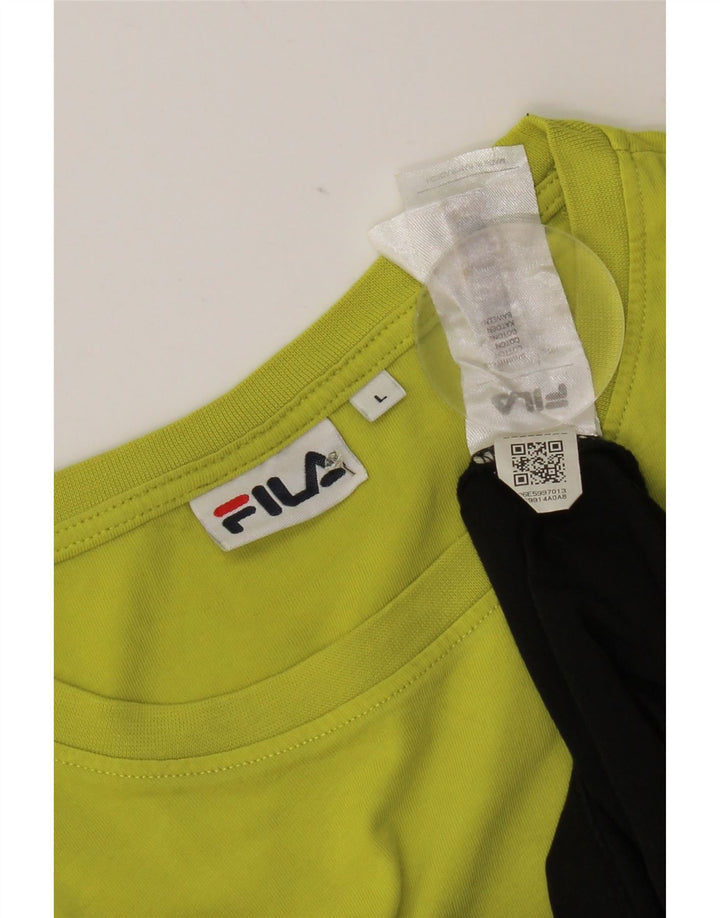 Fila Mens T-Shirt Top Large Yellow Colourblock Cotton