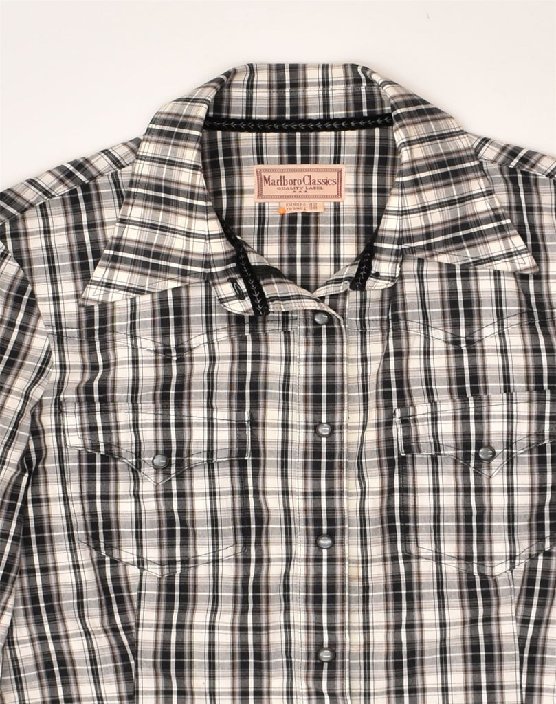 MARLBORO CLASSICS Womens Shirt EU 38 Medium Grey Striped Cotton | Vintage Marlboro Classics | Thrift | Second-Hand Marlboro Classics | Used Clothing | Messina Hembry 