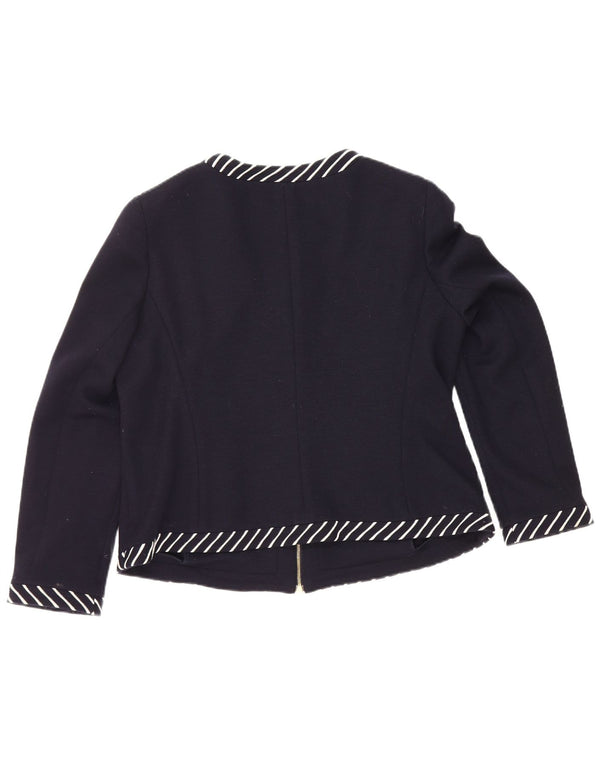 Luisa Spagnoli Womens Full Zip Blazer Jacket UK 16 Large Navy Blue Striped