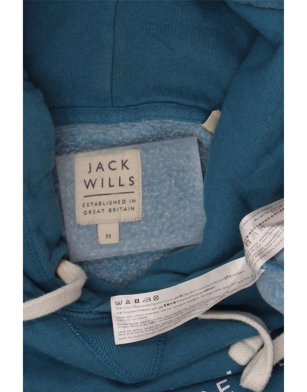 Jack Wills Mens Graphic Hoodie Jumper Medium Blue Cotton