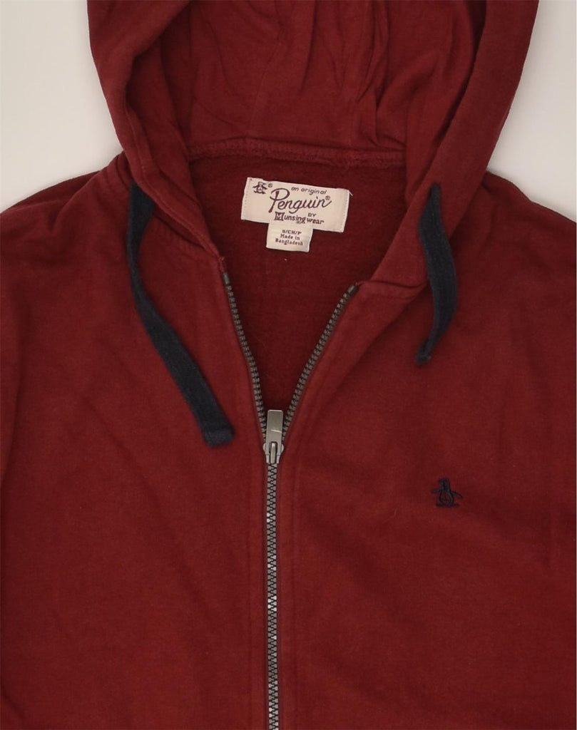 PENGUIN Mens Zip Hoodie Sweater Small Red Cotton | Vintage Penguin | Thrift | Second-Hand Penguin | Used Clothing | Messina Hembry 