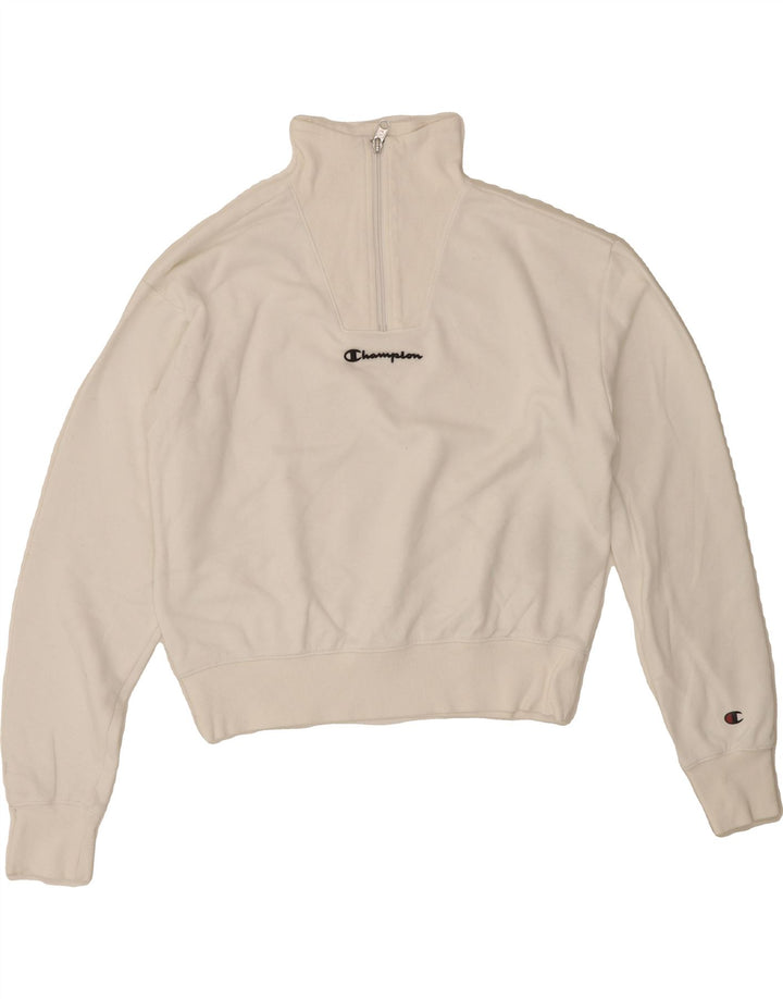 CHAMPION Womens Oversized Graphic Sweatshirt Jumper UK 10 Small White Vintage Champion and Second-Hand Champion from Messina Hembry 