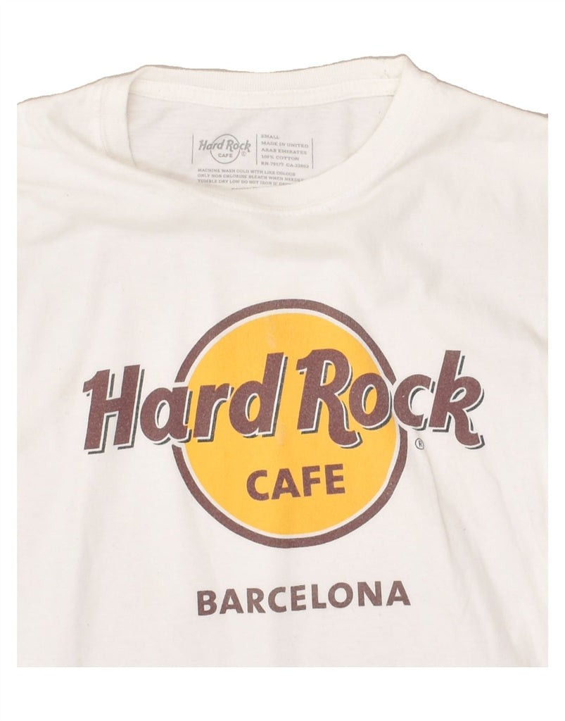 HARD ROCK CAFE Womens Barcelona Graphic T-Shirt Top UK 8 Small White | Vintage Hard Rock Cafe | Thrift | Second-Hand Hard Rock Cafe | Used Clothing | Messina Hembry 