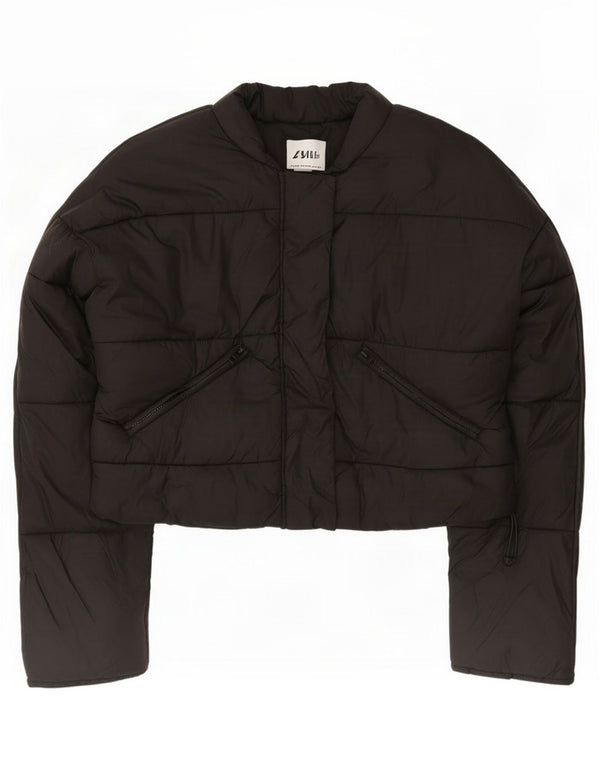 Zara Womens Crop Oversized Padded Jacket UK 6 XS Black