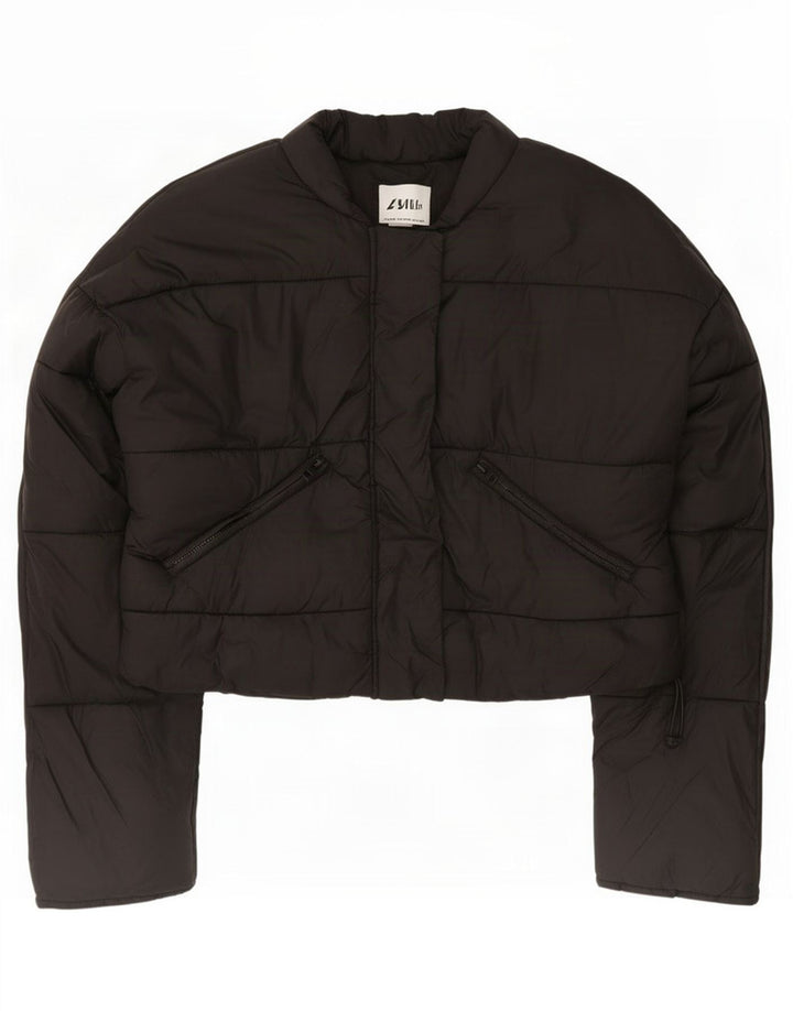 Zara Womens Crop Oversized Padded Jacket UK 6 XS Black
