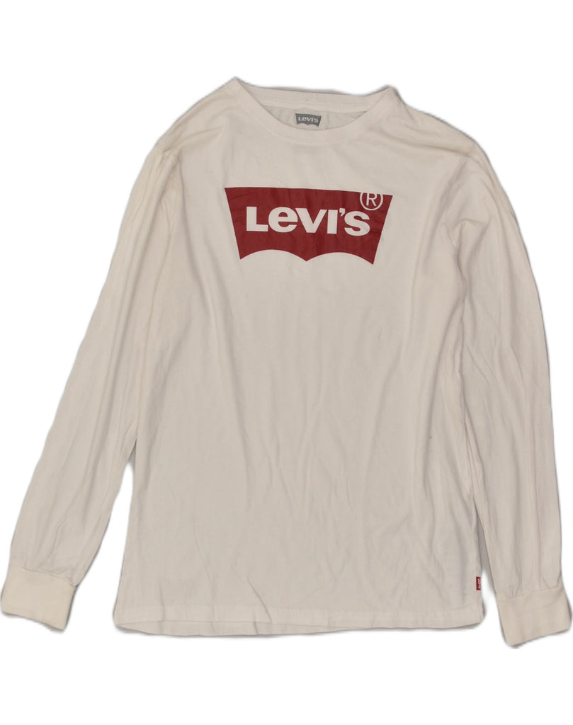 LEVI'S Boys Graphic Top Long Sleeve 13-14 Years XL White Cotton | Vintage Levi's | Thrift | Second-Hand Levi's | Used Clothing | Messina Hembry 