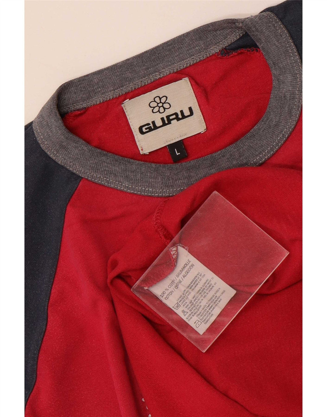 Guru Mens Graphic Top Long Sleeve Large Pink Colourblock
