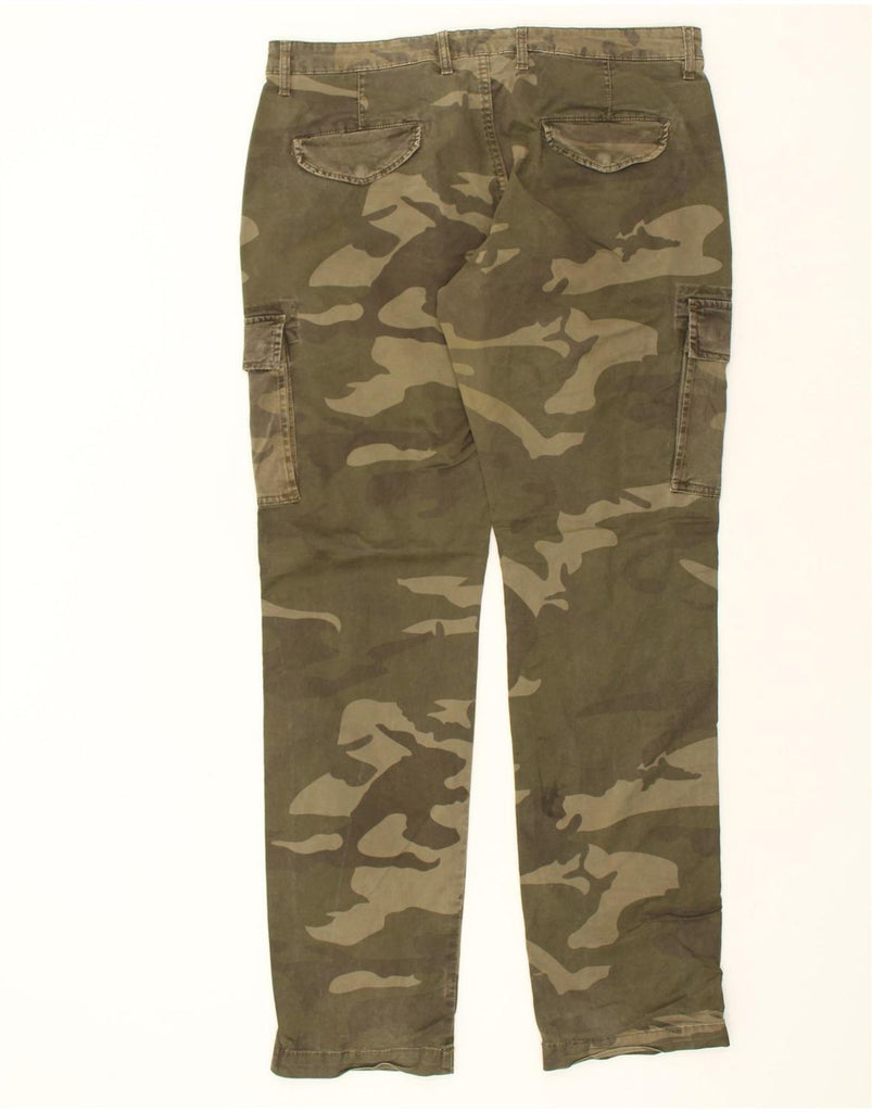 OVS Mens Slim Cargo Trousers IT 54 2XL W38 L34 Khaki Camouflage Cotton | Vintage OVS | Thrift | Second-Hand OVS | Used Clothing | Messina Hembry 