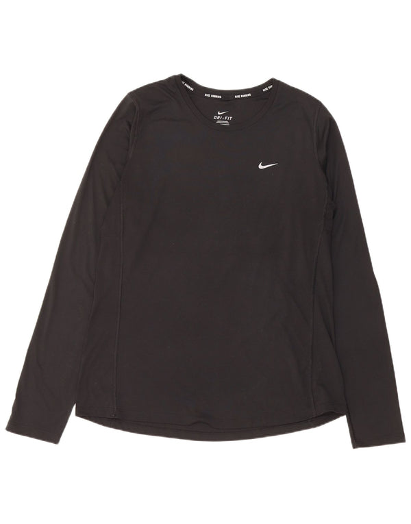 Nike Womens Dri Fit Top Long Sleeve UK 14 Large Black