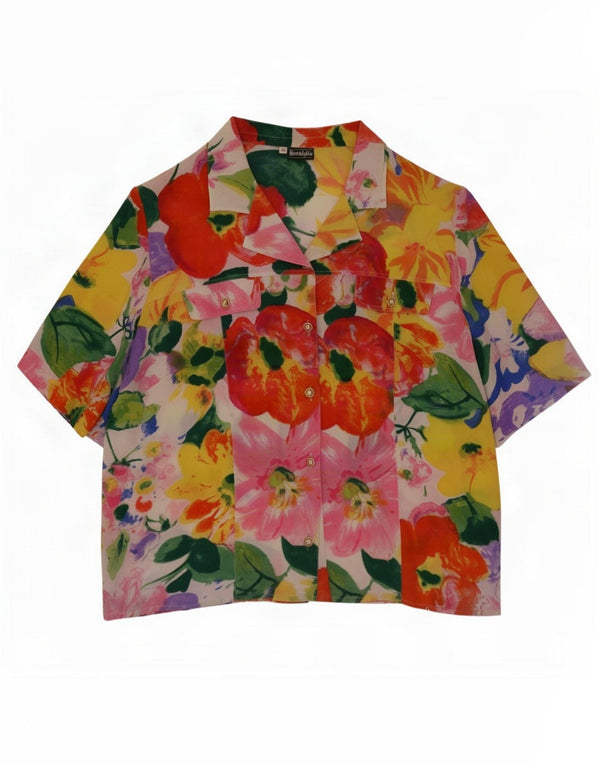 Nostalghia Womens Short Sleeve Shirt Blouse IT 55 3XL Multicoloured Floral