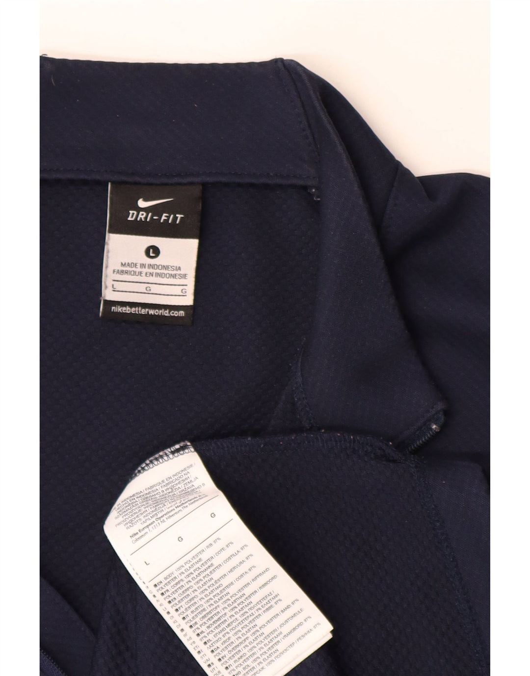 NIKE Mens RB Leipzig Pullover Tracksuit Top Large Navy Blue Colourblock